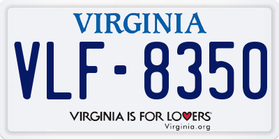 VA license plate VLF8350