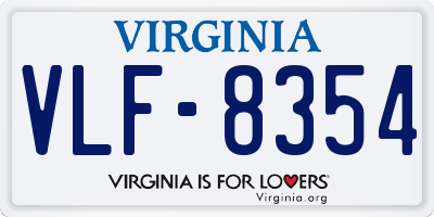 VA license plate VLF8354