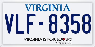 VA license plate VLF8358