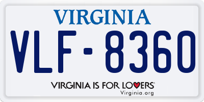 VA license plate VLF8360
