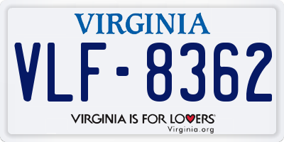 VA license plate VLF8362