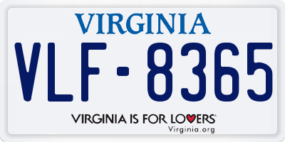 VA license plate VLF8365