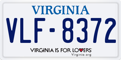 VA license plate VLF8372