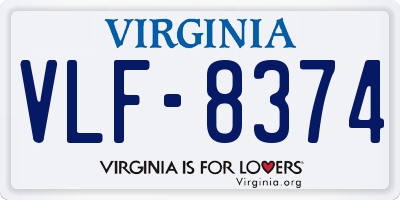VA license plate VLF8374
