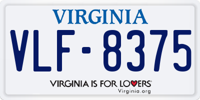 VA license plate VLF8375