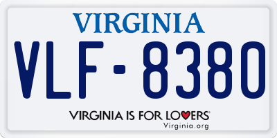VA license plate VLF8380