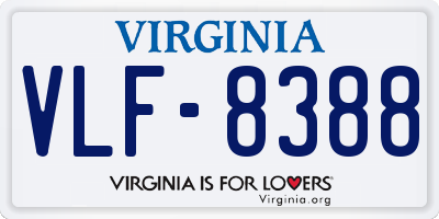 VA license plate VLF8388