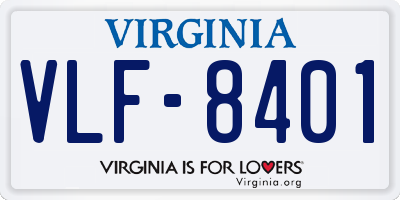 VA license plate VLF8401
