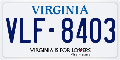 VA license plate VLF8403