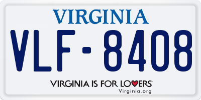 VA license plate VLF8408