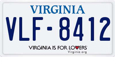 VA license plate VLF8412