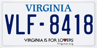 VA license plate VLF8418