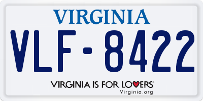 VA license plate VLF8422