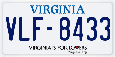 VA license plate VLF8433