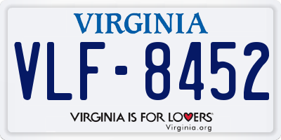 VA license plate VLF8452