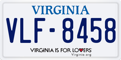 VA license plate VLF8458