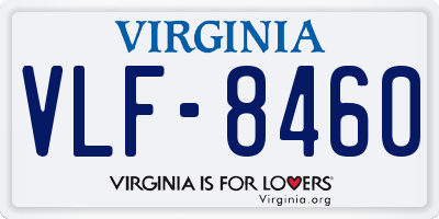 VA license plate VLF8460
