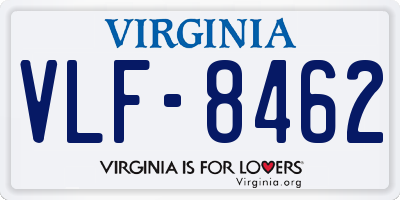VA license plate VLF8462