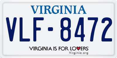 VA license plate VLF8472