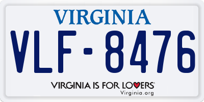 VA license plate VLF8476