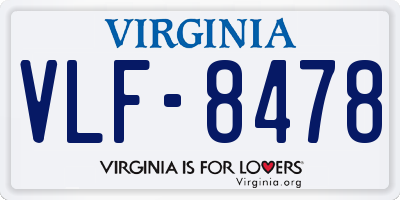 VA license plate VLF8478