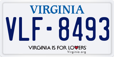 VA license plate VLF8493