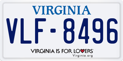 VA license plate VLF8496