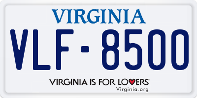 VA license plate VLF8500