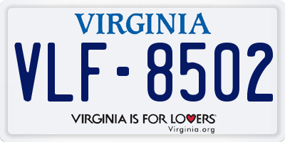 VA license plate VLF8502