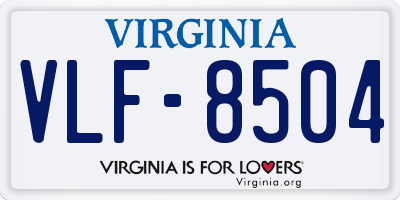 VA license plate VLF8504