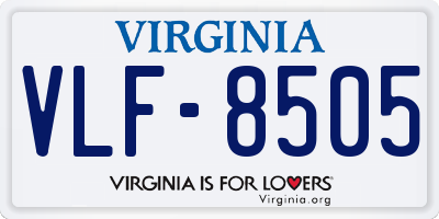 VA license plate VLF8505
