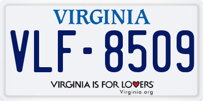 VA license plate VLF8509