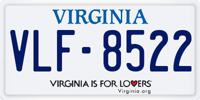 VA license plate VLF8522