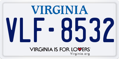 VA license plate VLF8532
