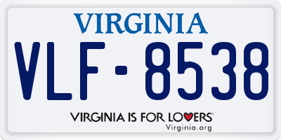 VA license plate VLF8538
