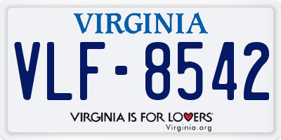 VA license plate VLF8542