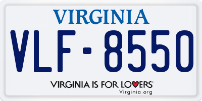 VA license plate VLF8550