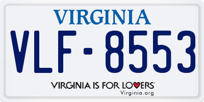 VA license plate VLF8553