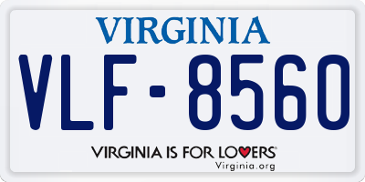VA license plate VLF8560