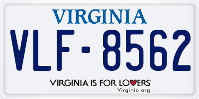 VA license plate VLF8562
