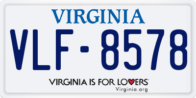 VA license plate VLF8578