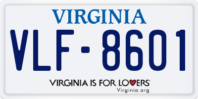 VA license plate VLF8601