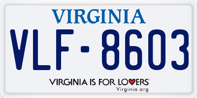 VA license plate VLF8603