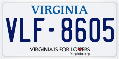 VA license plate VLF8605
