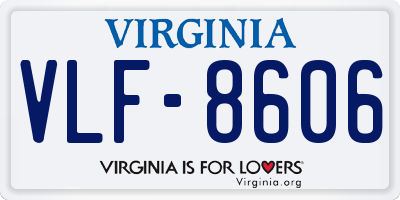 VA license plate VLF8606