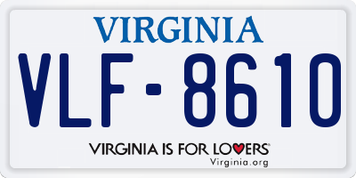 VA license plate VLF8610