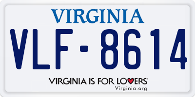 VA license plate VLF8614
