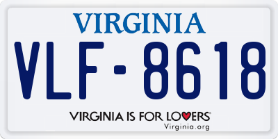 VA license plate VLF8618