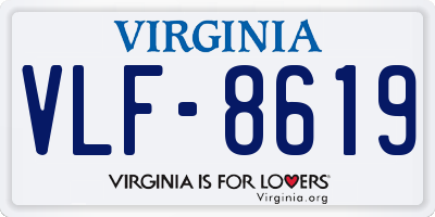 VA license plate VLF8619