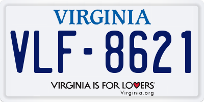 VA license plate VLF8621